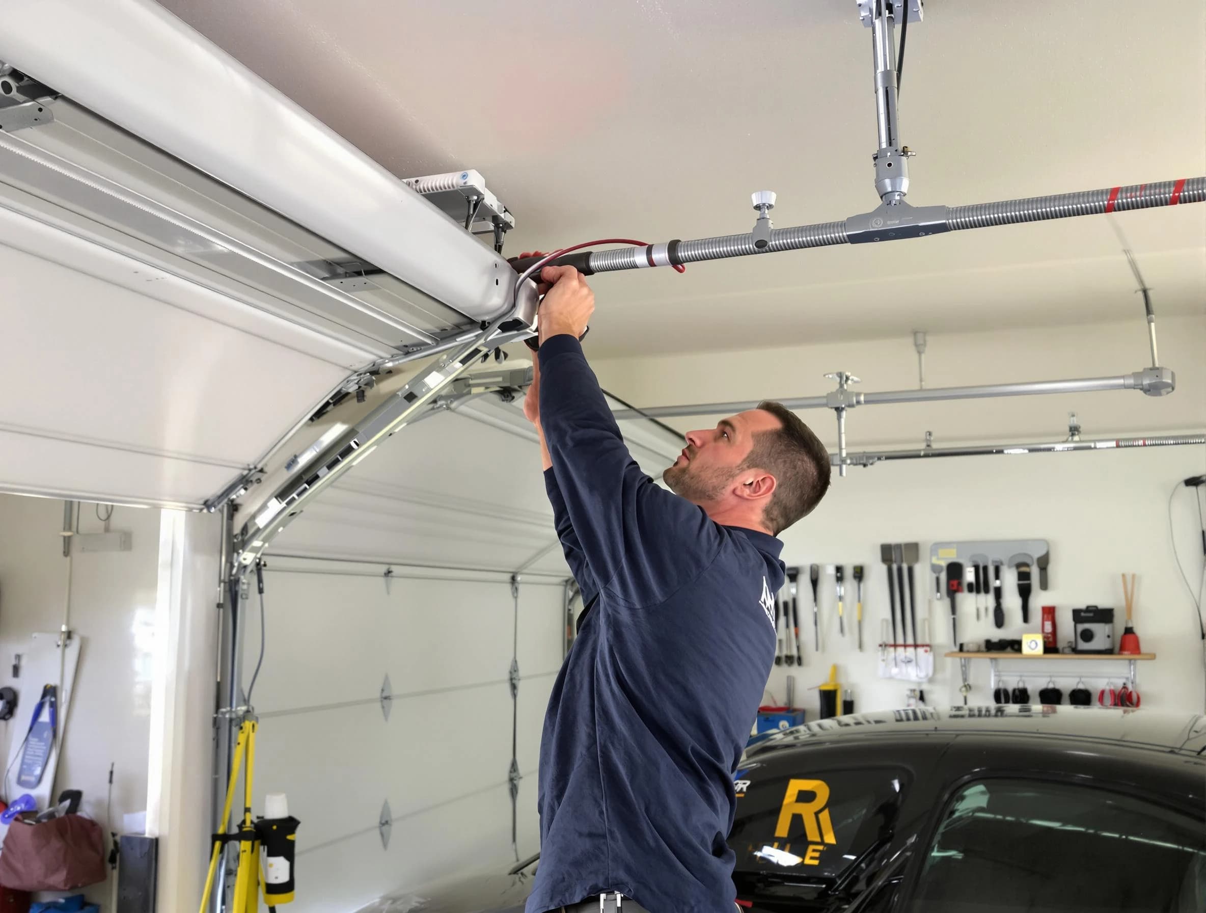 Orem Garage Door Repair technician performing garage door cable repair in Orem