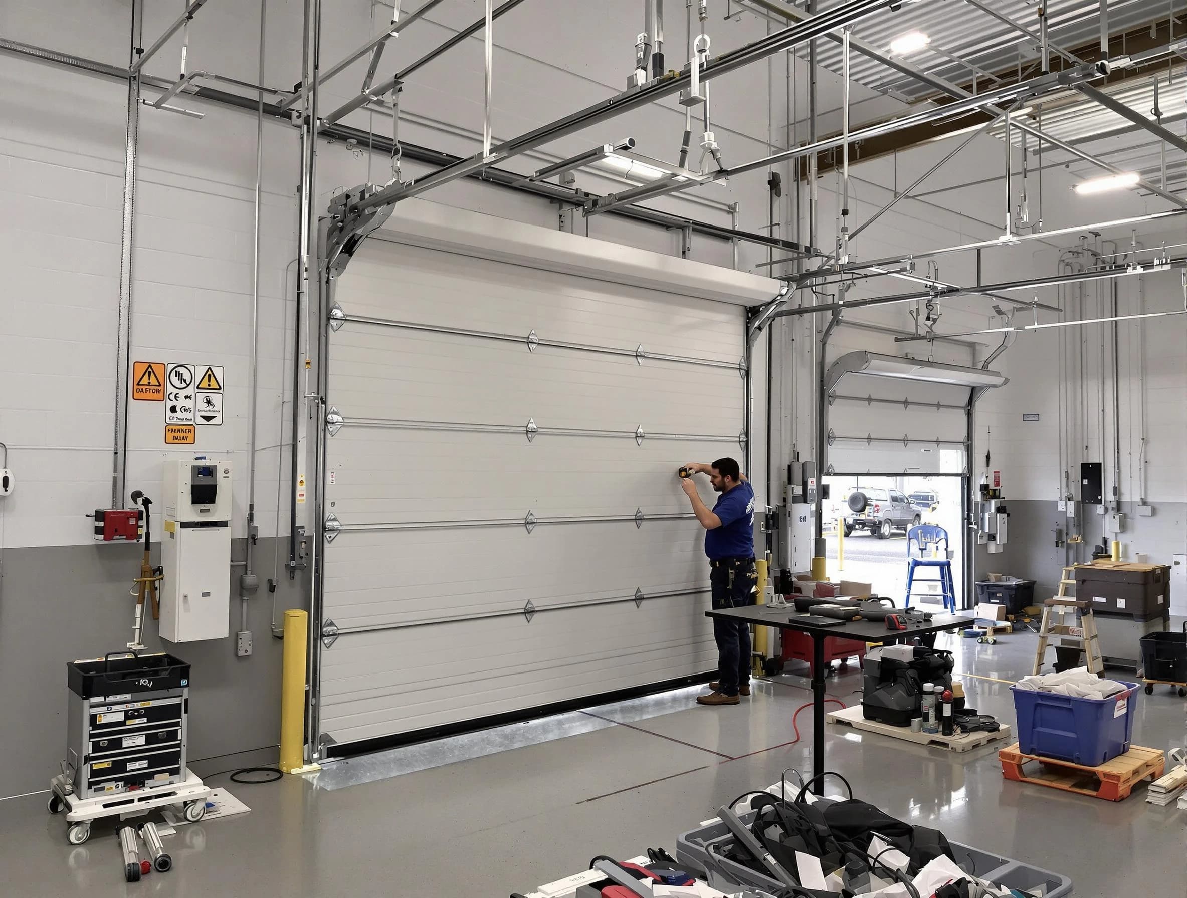 Commercial garage door repair being performed by Orem Garage Door Repair expert in Orem