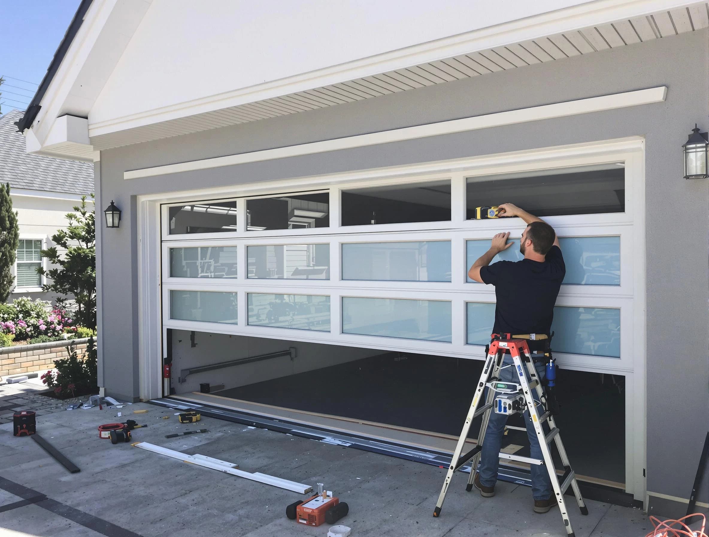 Orem Garage Door Repair team performing garage door replacement in Orem