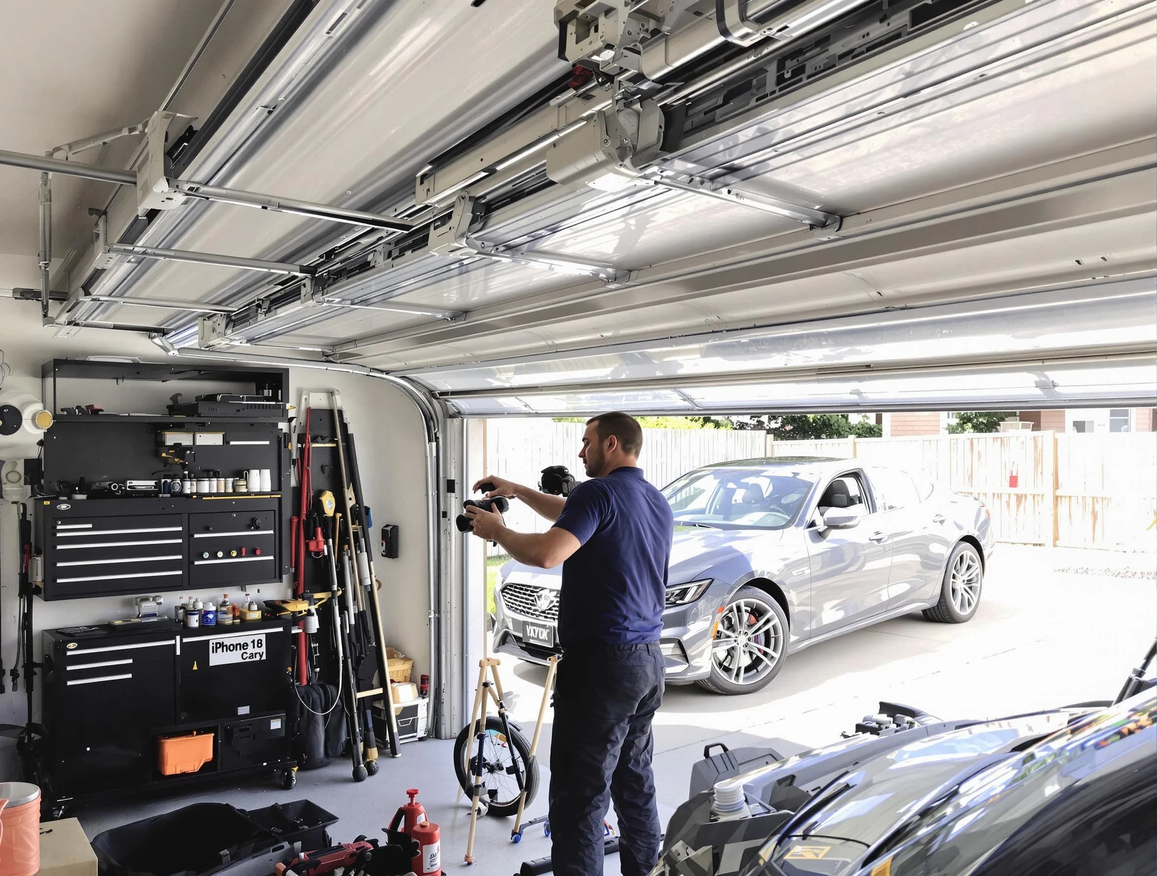 Orem Garage Door Repair technician fixing noisy garage door in Orem