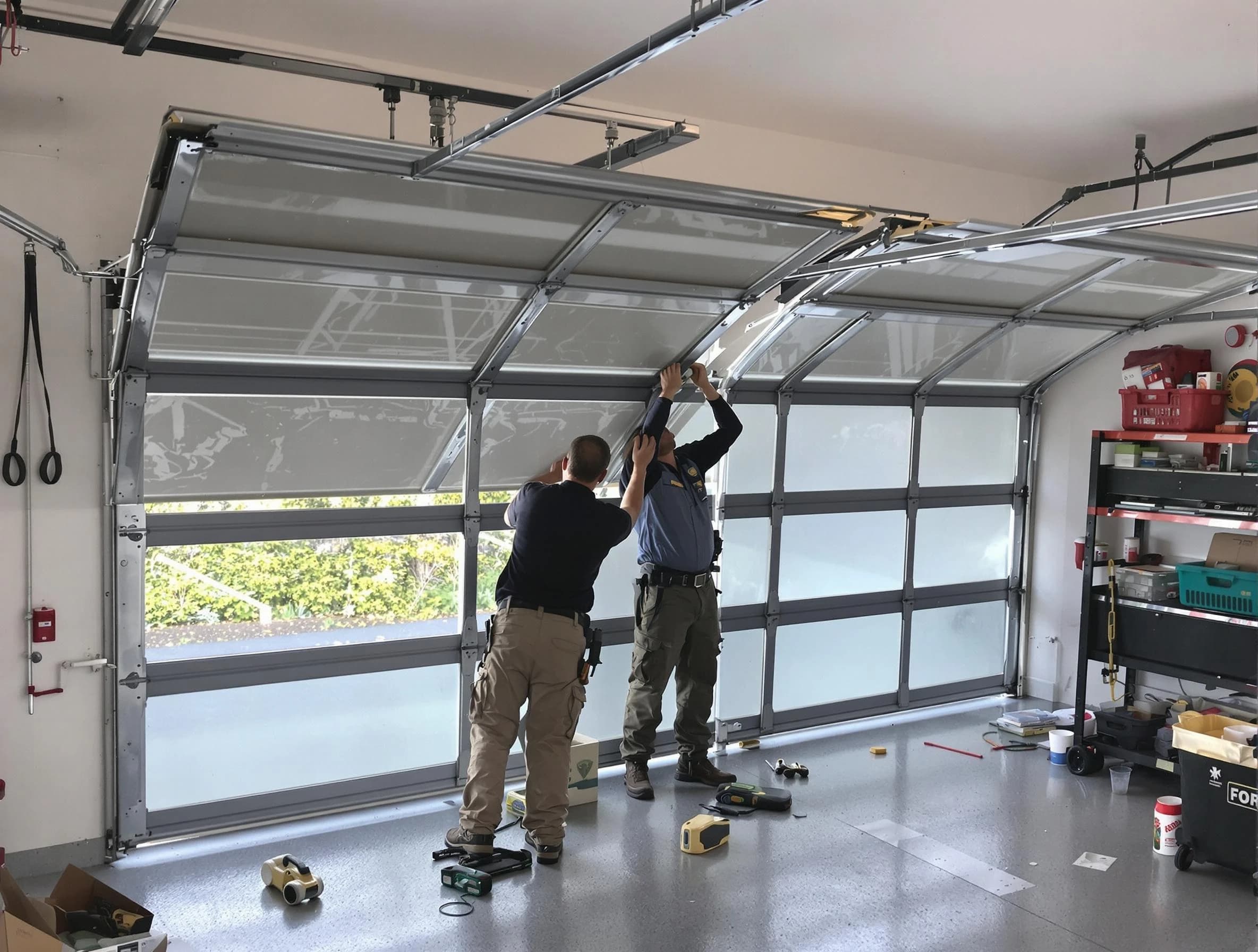 Orem Garage Door Repair expert performing precise panel replacement on Orem garage door