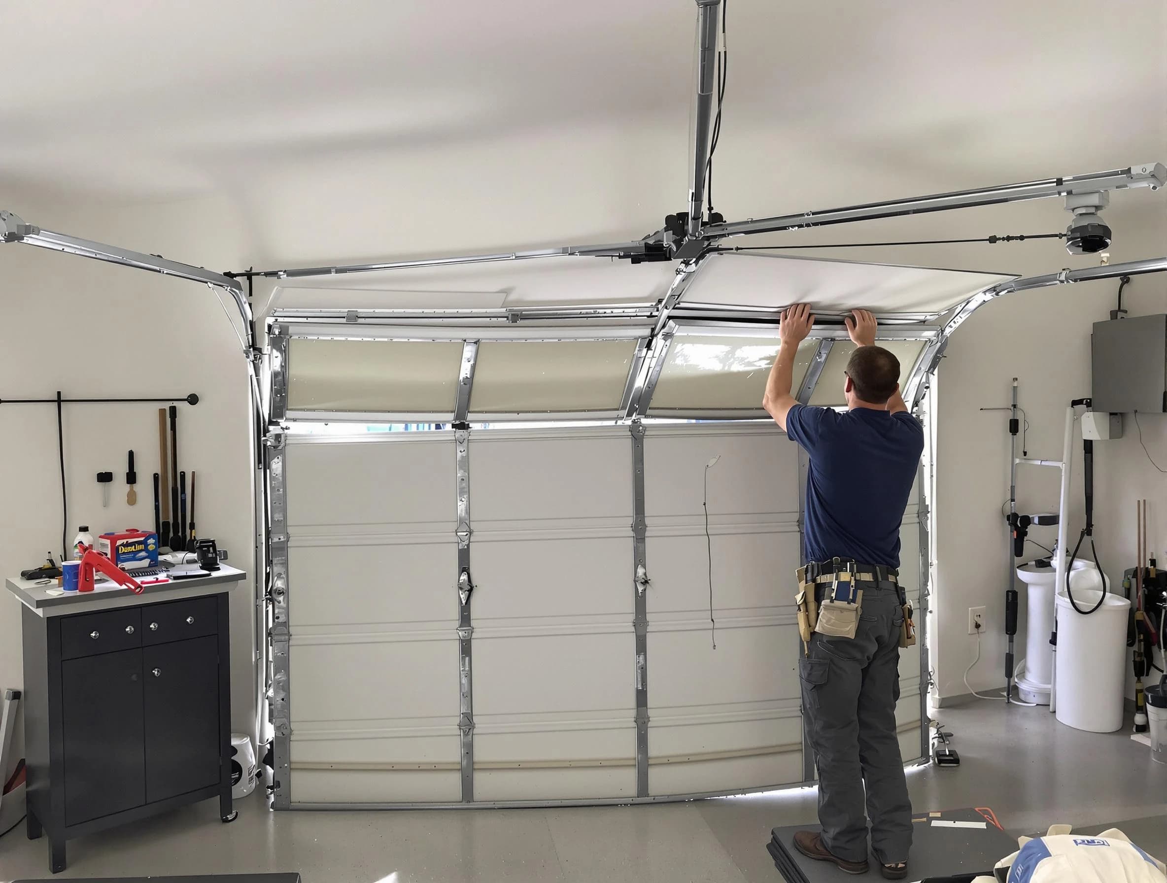 Orem Garage Door Repair specialist performing precise section replacement on Orem garage door
