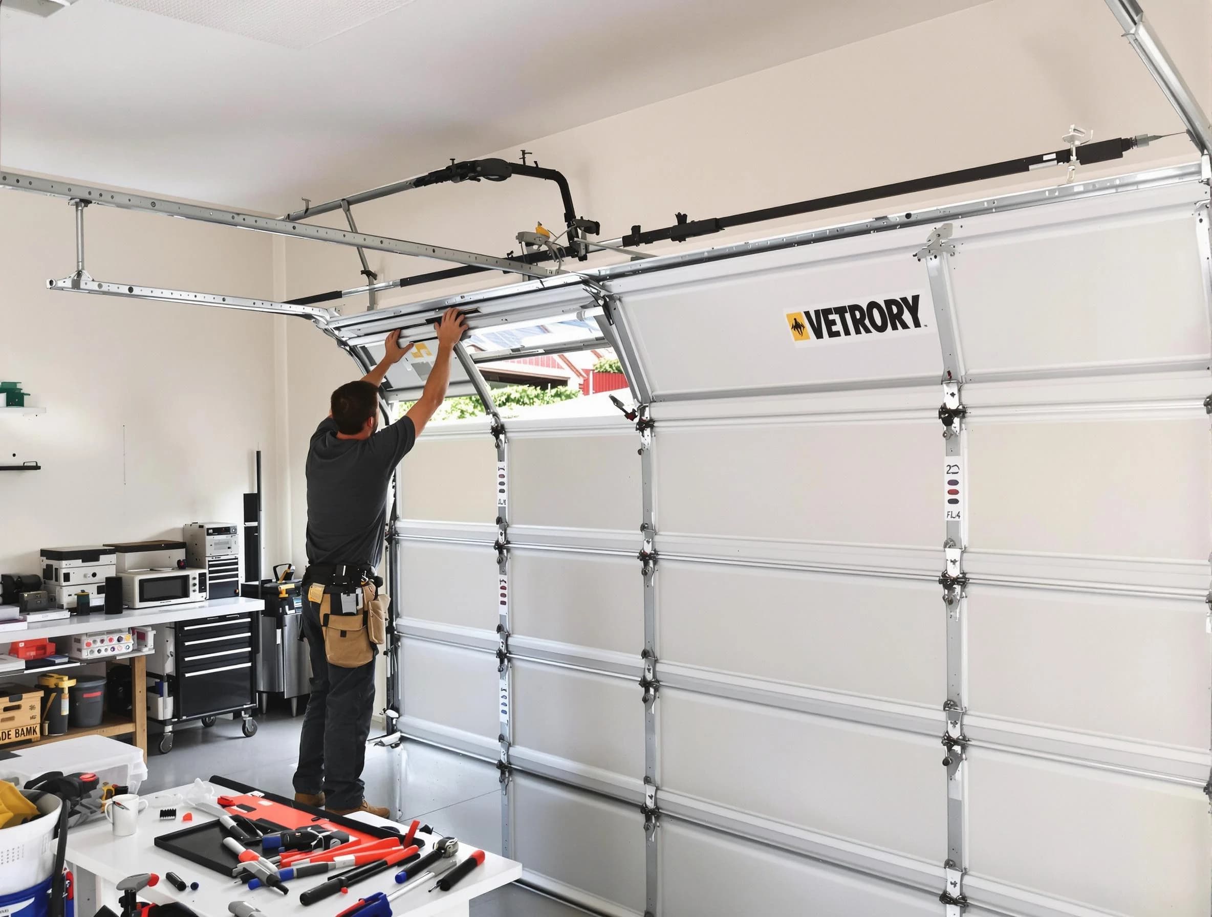 Orem Garage Door Repair technician performing section replacement in Orem