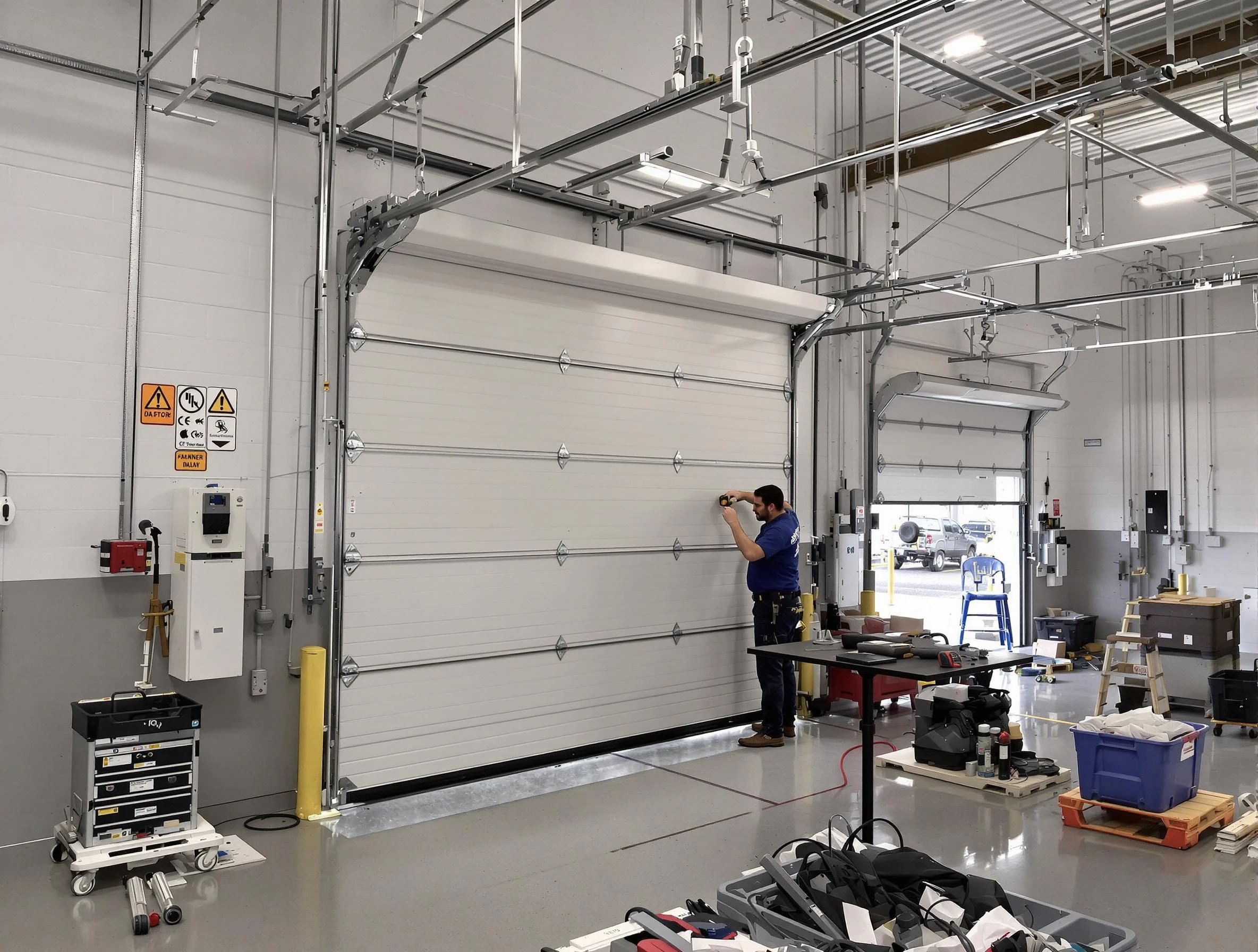 Commercial garage door repair being performed by Orem Garage Door Repair expert in Orem