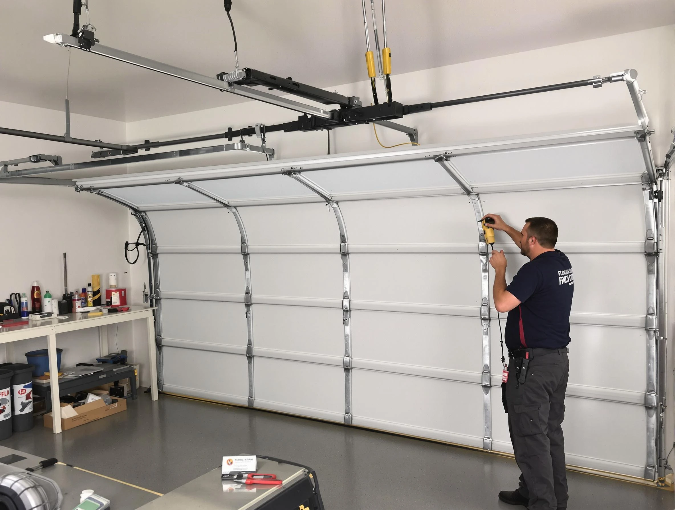 Orem Garage Door Repair certified technician performing overhead door system repair in Orem