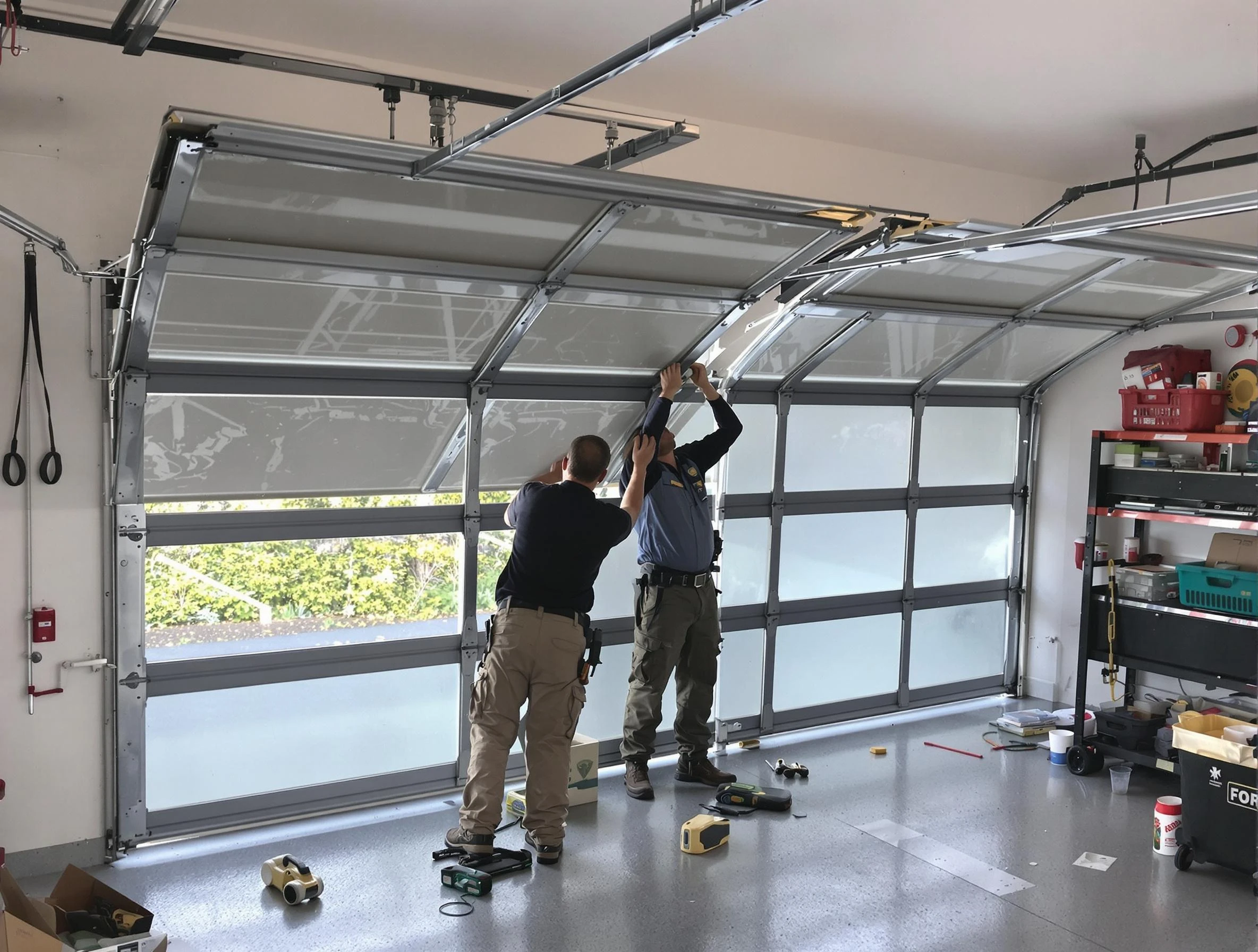 Orem Garage Door Repair expert performing precise panel replacement on Orem garage door
