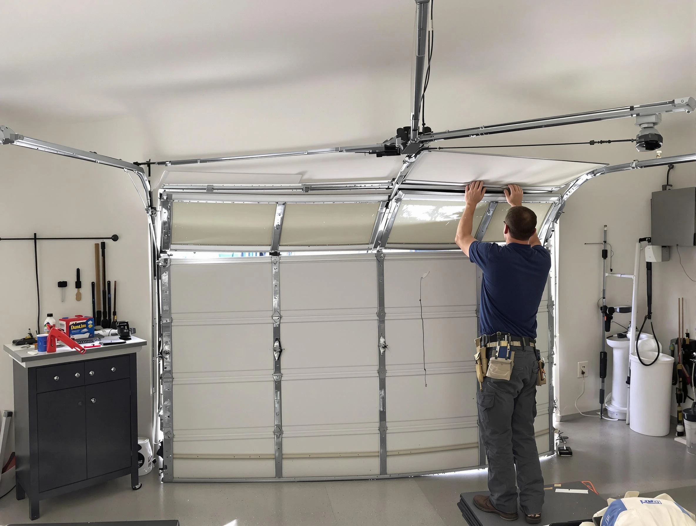 Orem Garage Door Repair specialist performing precise section replacement on Orem garage door