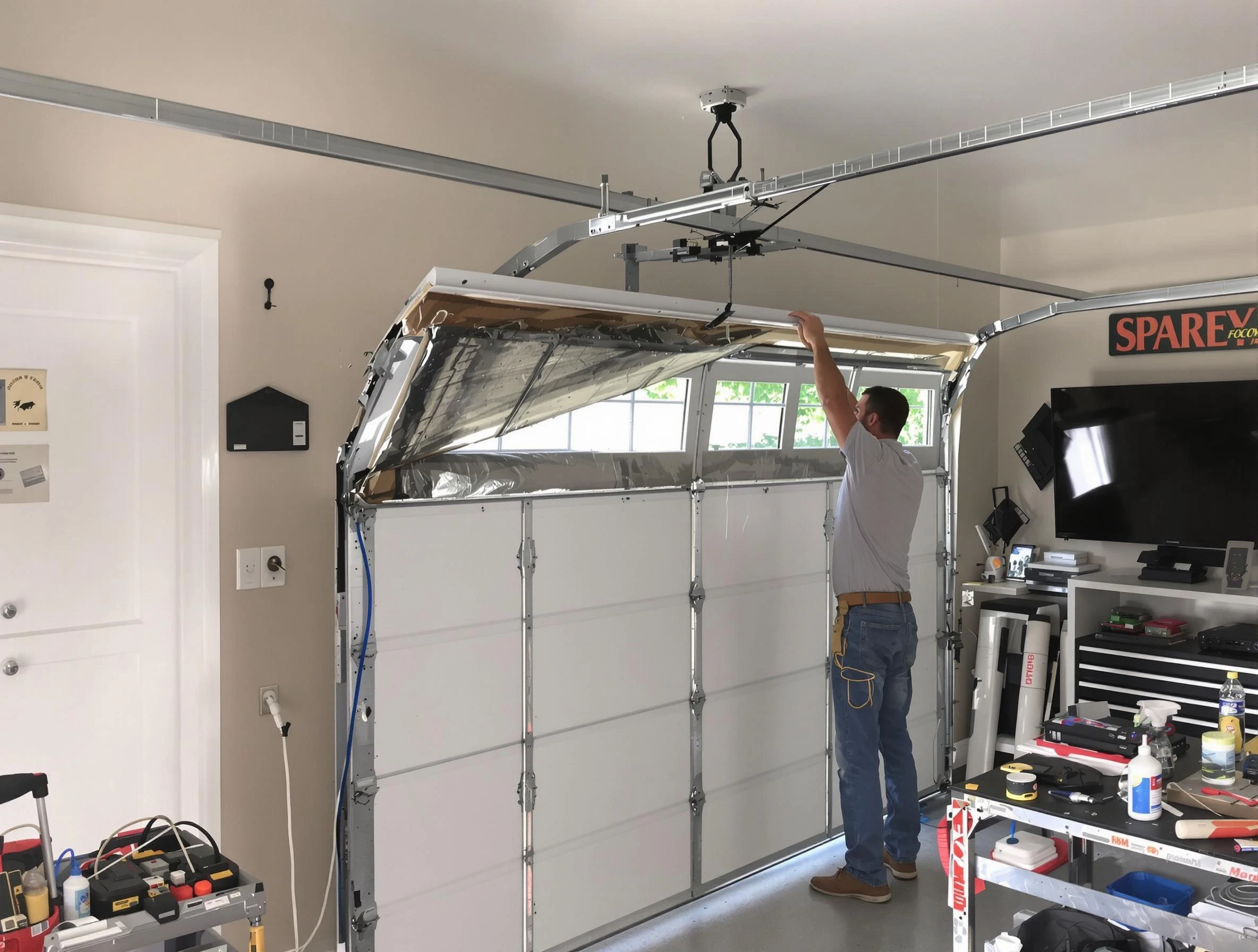 Garage door section replacement by Orem Garage Door Repair in Orem